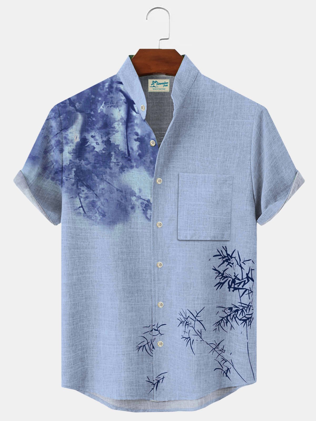 JoyMitty Hawaiian Floral Ombre Print Men's Button Pocket Shirt