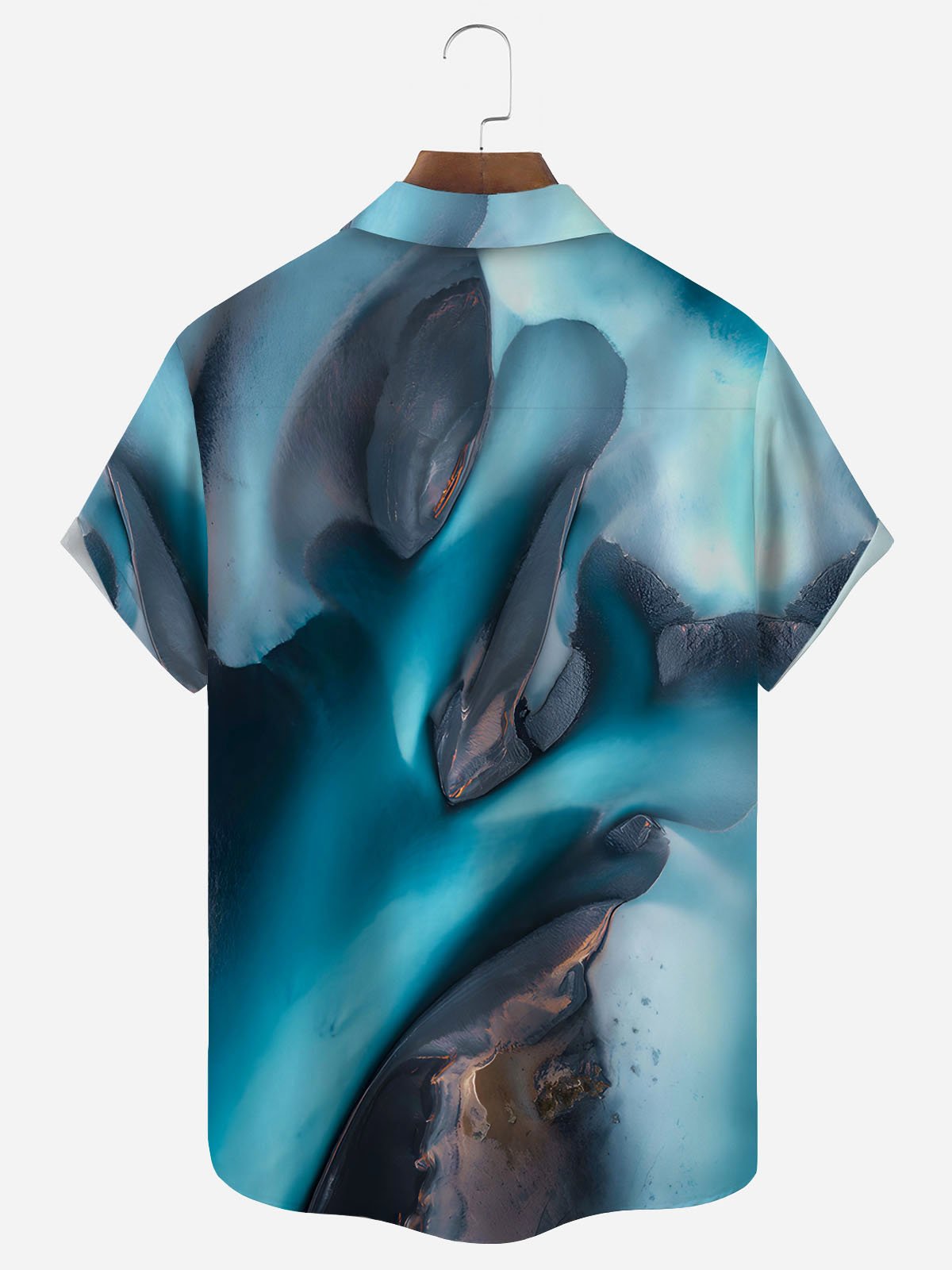 JoyMitty Gradient Art Texture Print Men's Button Pocket Short Sleeve Shirt