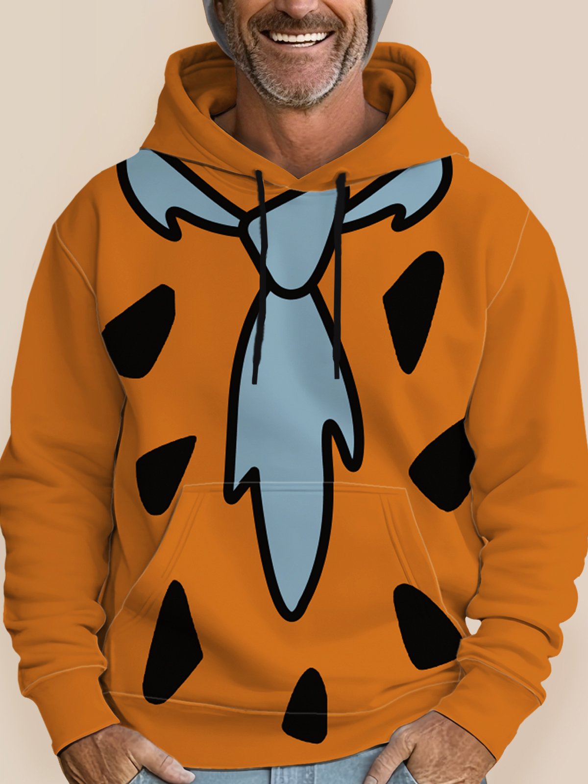 JoyMitty 50's Retro Cartoon Orange Men's Hoodies Pocket Hoodie Stretch Plus Size Art Fun Sweatshirts