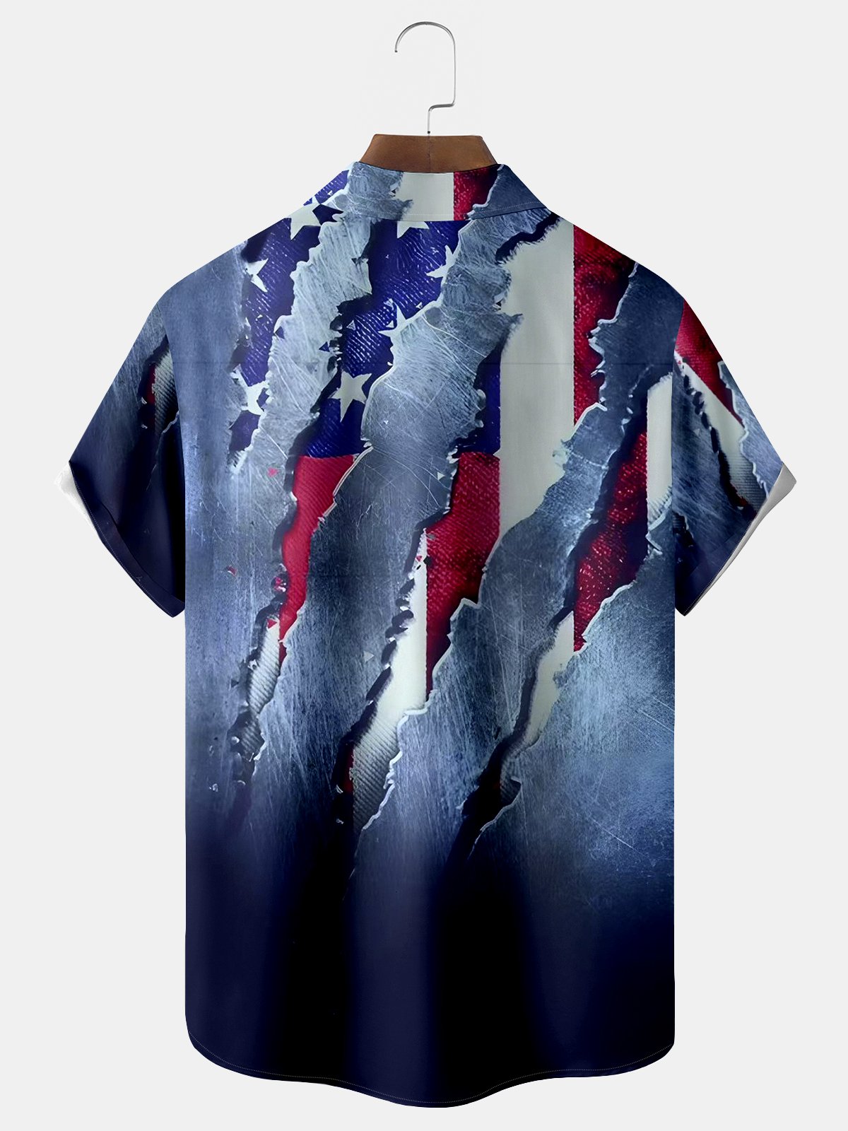 Flag Bigfoot Print Men's Hawaiian Oversized Shirt with Pockets