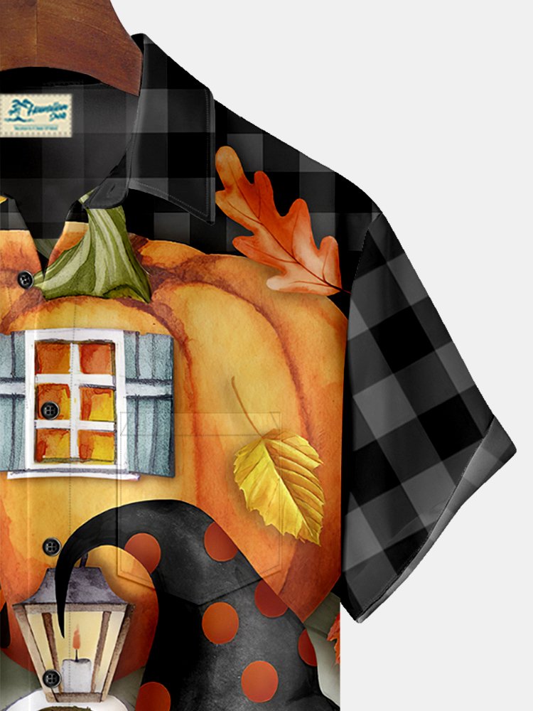 JoyMittyHalloween Gnomes  Print  Men's Hawaiian Oversized Shirt with Pockets