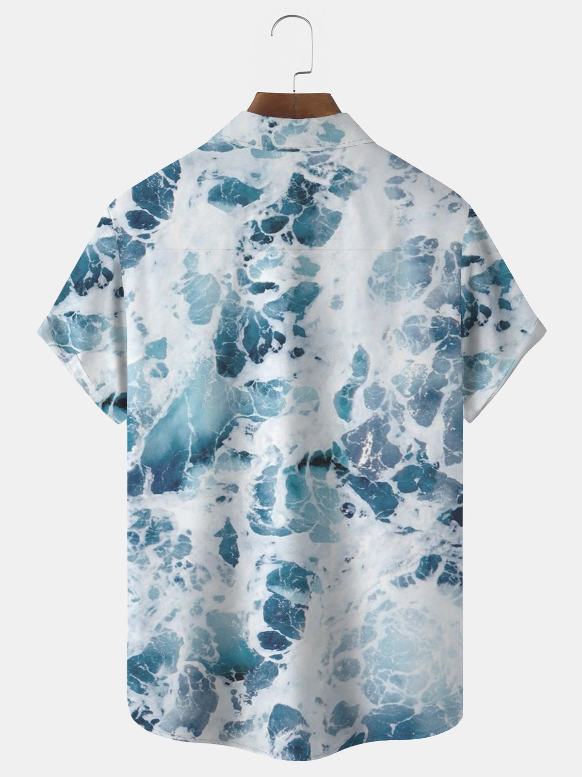 Water Ripple Ocean Print Beach Men's Hawaiian Oversized Short Sleeve Shirt with Pockets