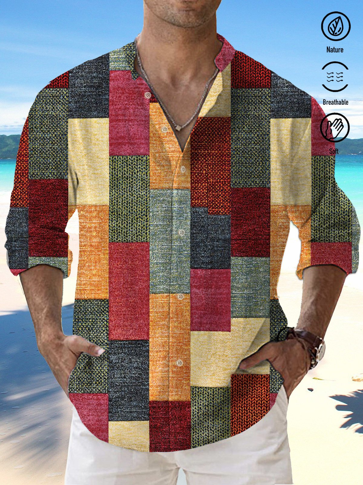 JoyMitty Instrument Guitar Music Beauty Print Men's Button Pocket Shirt