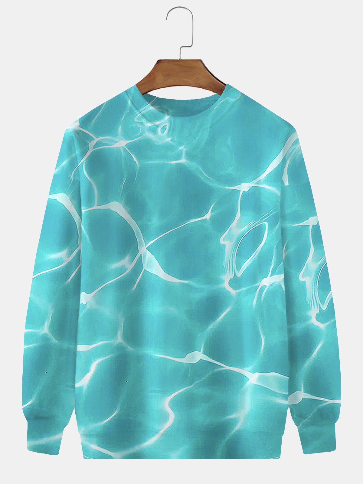 JoyMitty Hawaiian Water Ripple Print Men's Crew Neck Sweatshirt