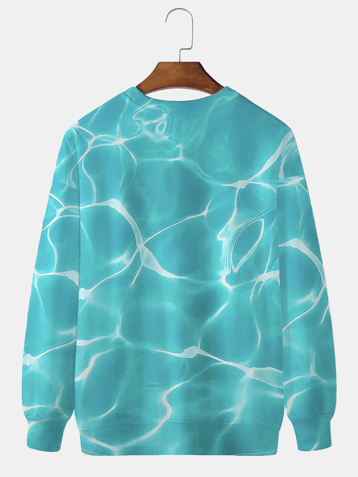 JoyMitty Hawaiian Water Ripple Print Men's Crew Neck Sweatshirt