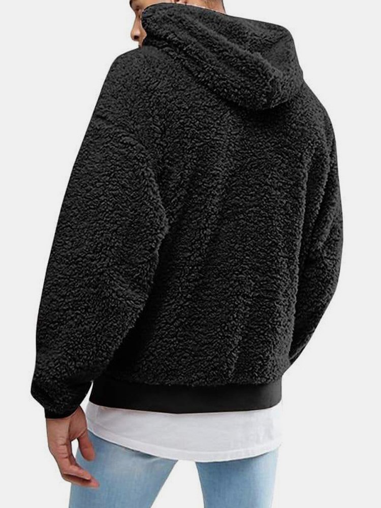 JoyMitty Basic Casual Plush Men's Oversized Hooded Sweatshirt