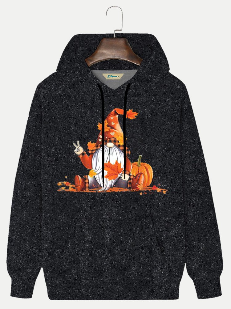 JoyMitty Men's Thanksgiving Midget Print Drawstring Hoodie