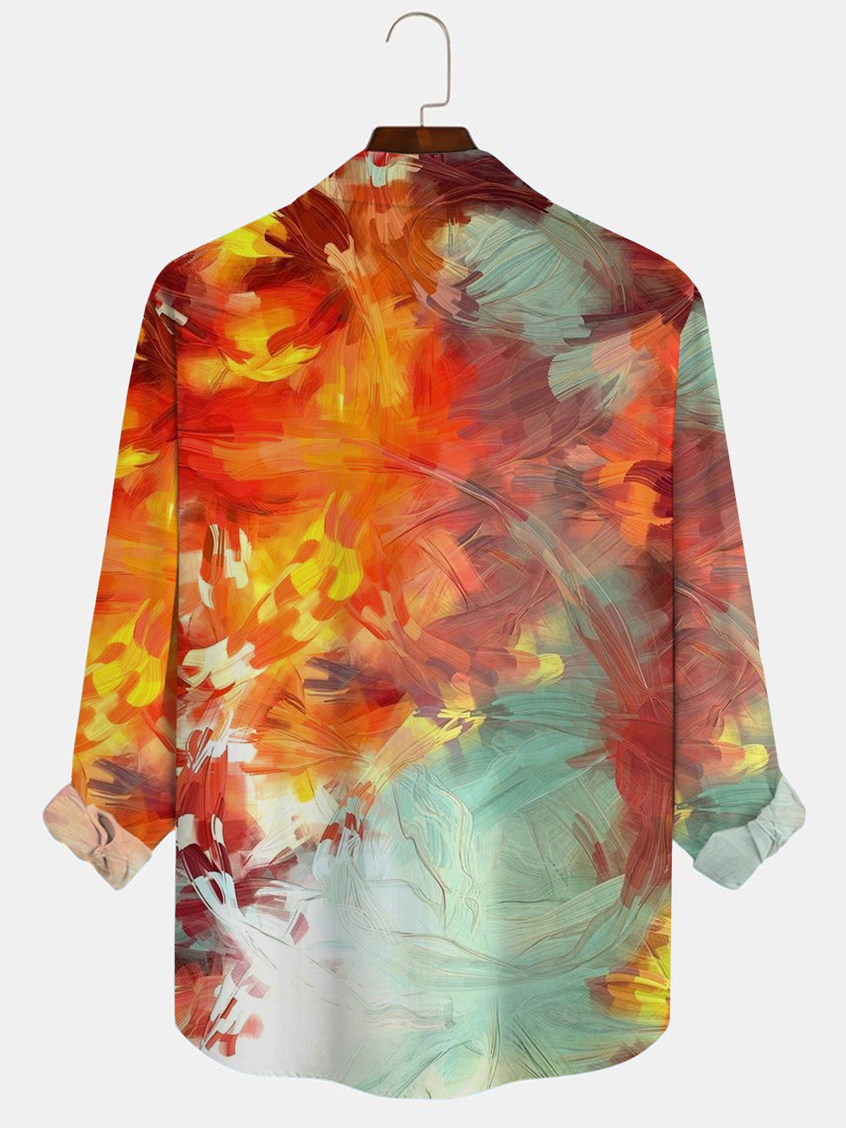JoyMitty Thanksgiving Print Casual Men's Hawaiian Vacation Oversized Long Sleeve Shirt
