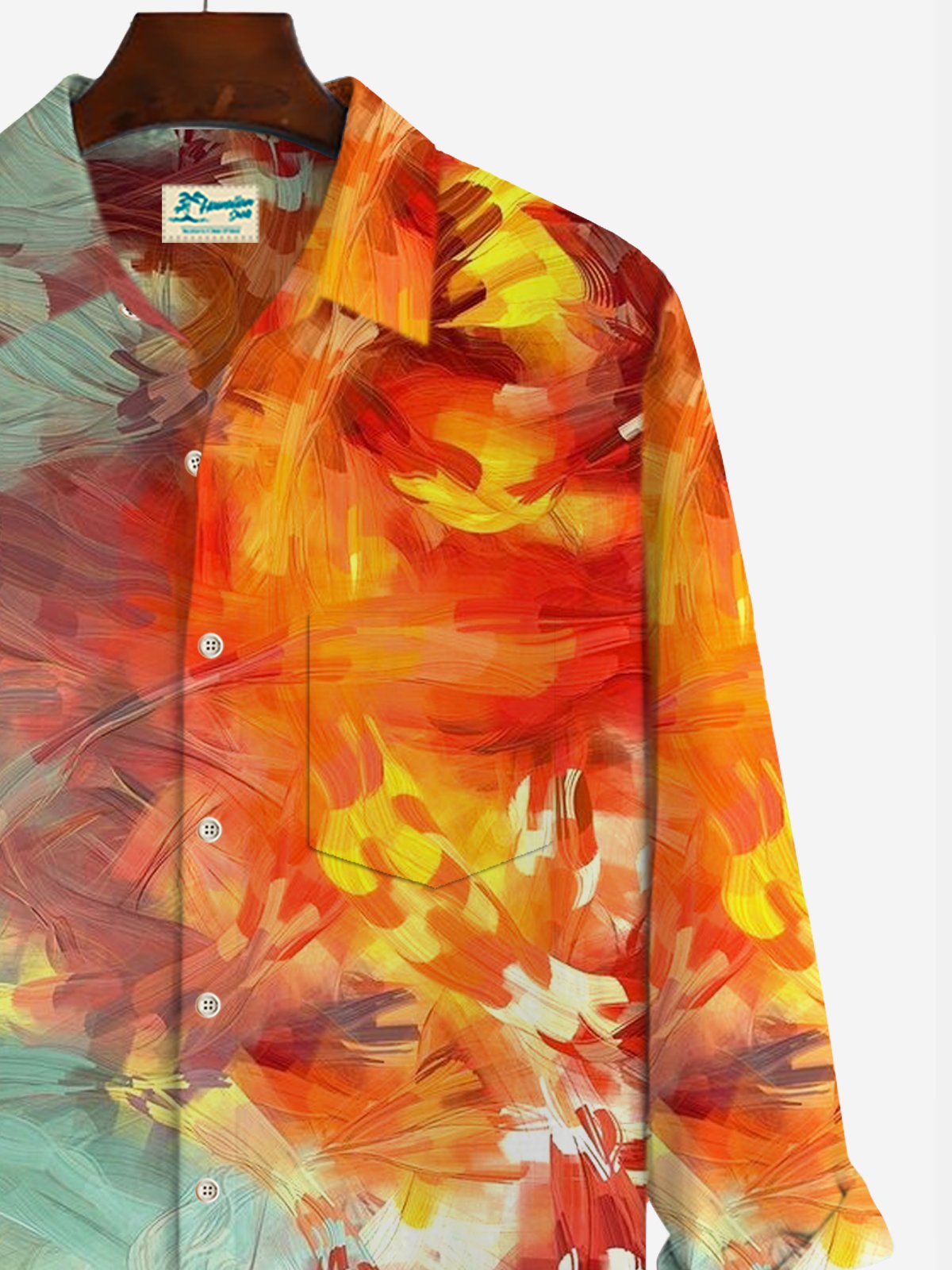 JoyMitty Thanksgiving Print Casual Men's Hawaiian Vacation Oversized Long Sleeve Shirt