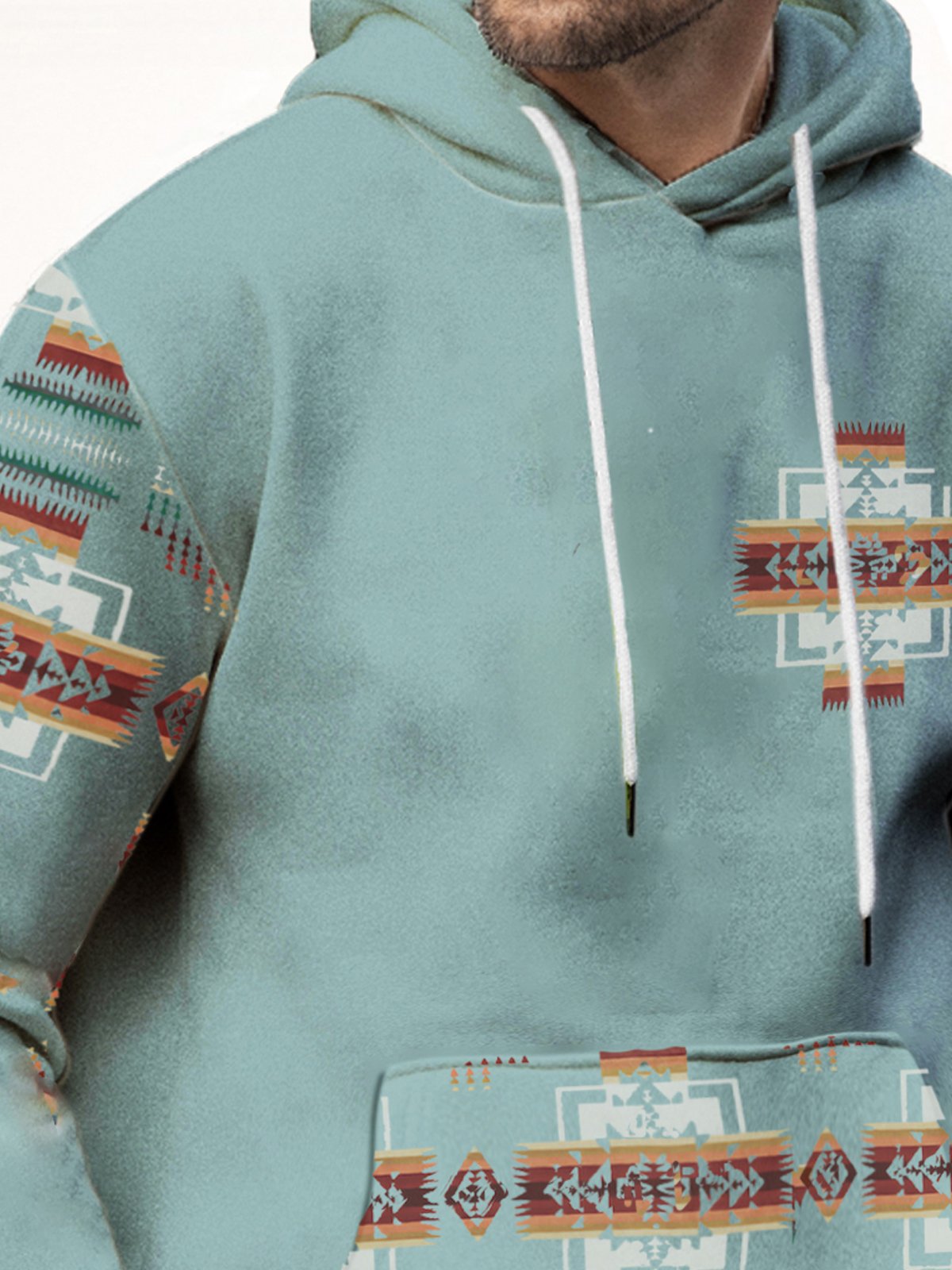 JoyMitty Men's Western Aztec Drawstring Hoodies