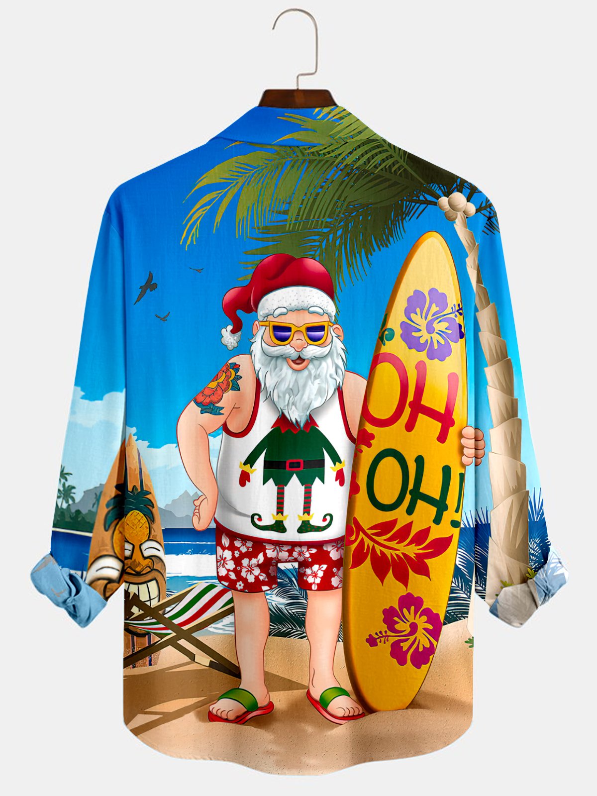 JoyMitty Christmas Print Men's Button Pocket Shirt