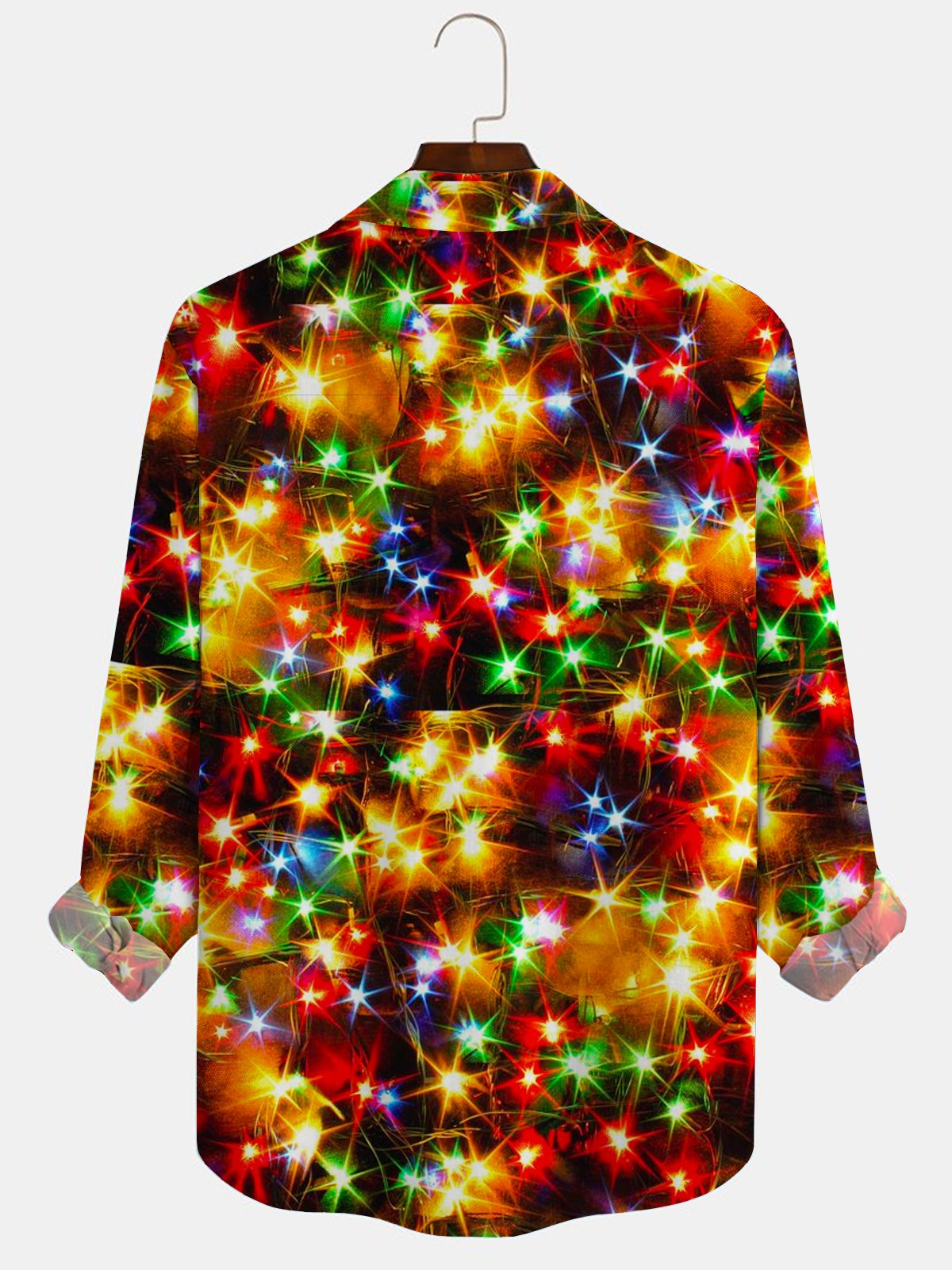 JoyMitty Christmas Gold Neon Men's Long Sleeve Shirts Stretch Plus Size Drama Costume Button Shirts