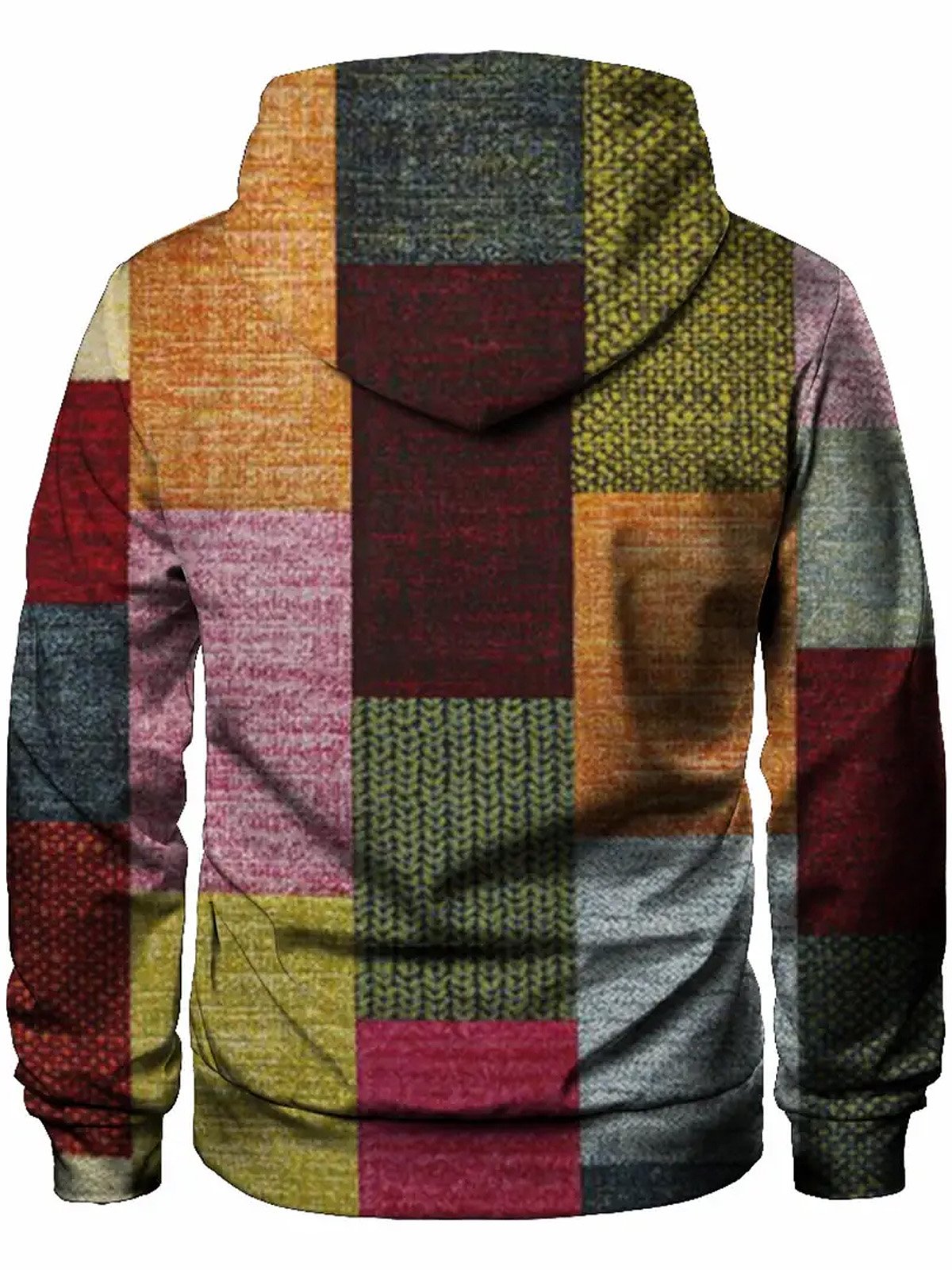 JoyMitty Men's Geometric Color Block Print Basic Drawstring Hoodie