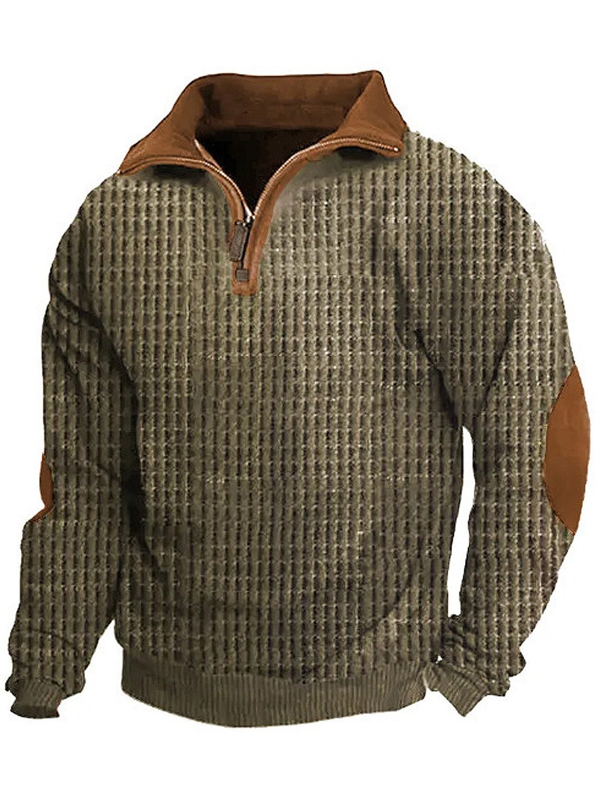 JoyMitty Men's Basic Vintage Corduroy Stand Collar Half Zip Sweatshirt