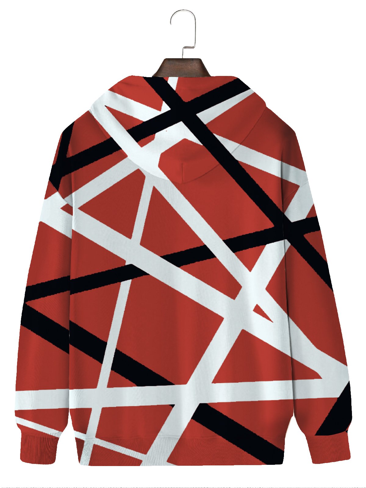 JoyMitty Retro Rock Red Geometric Music Art Men's Drawstring Hoodies Stretch Oversized Pocket Pullover Sweatshirts