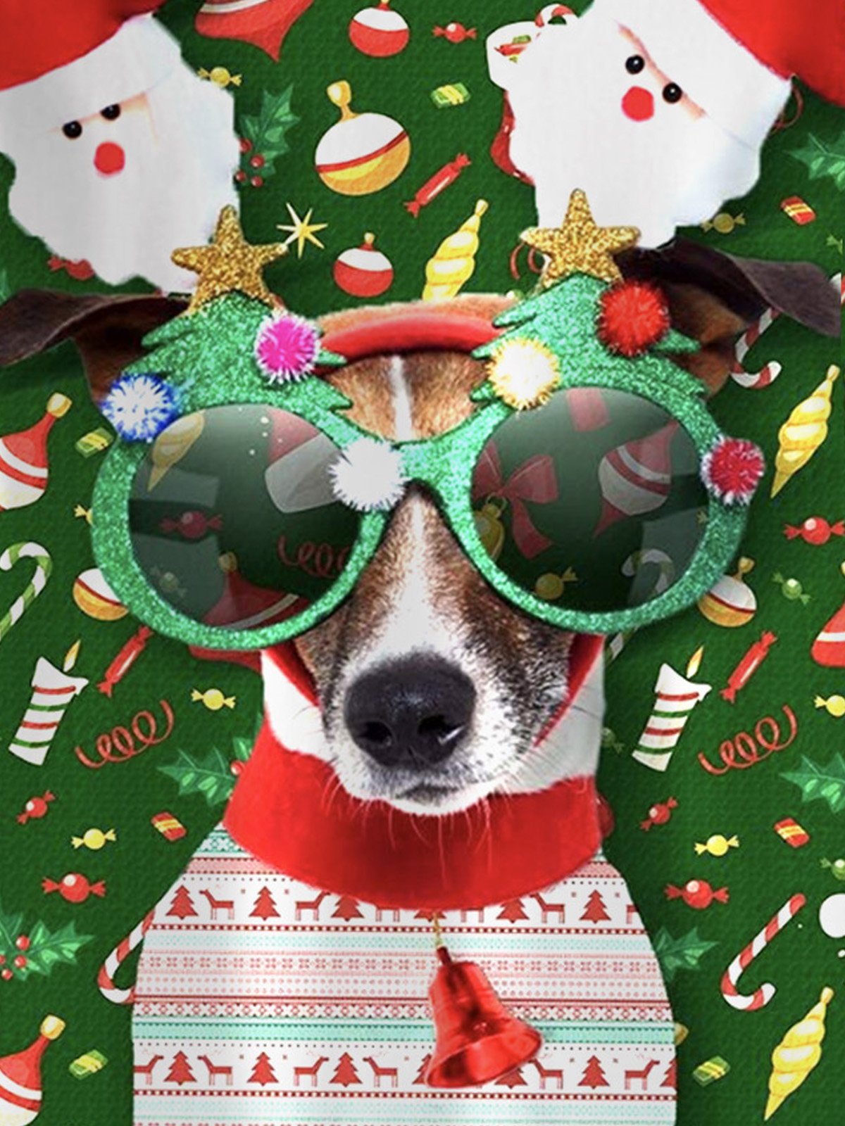 JoyMitty Men's Christmas Cartoon Dog Print Round Neck Long Sleeve Sweatshirt