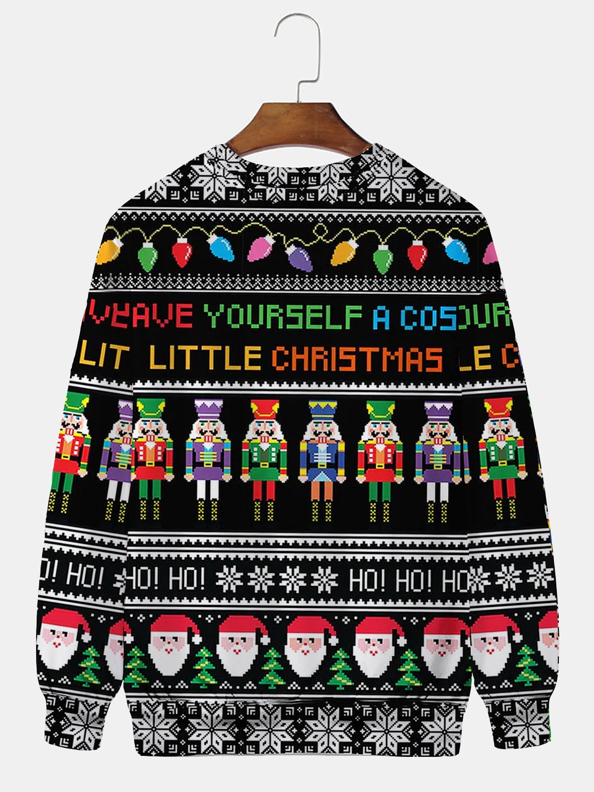 JoyMitty Men's Christmas Cartoon Fun Printed Crew Neck Sweatshirt