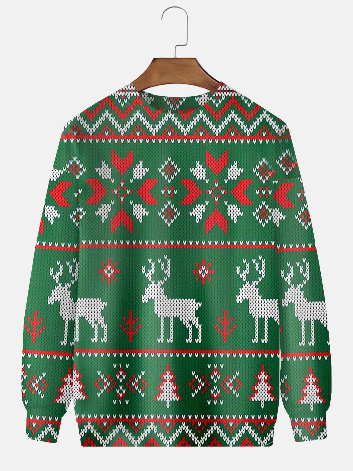 JoyMitty Men's Christmas Sika Deer Print Crew Neck Sweatshirt