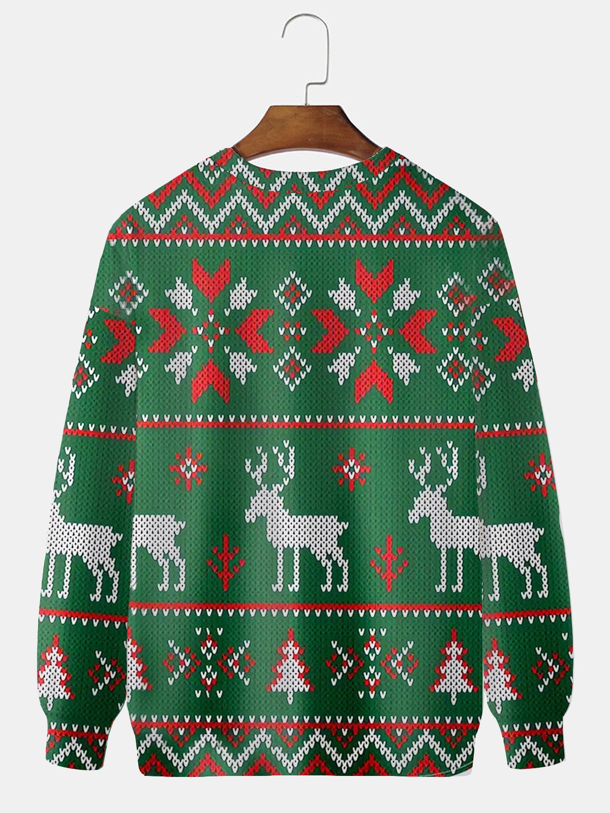 JoyMitty Men's Christmas Sika Deer Print Crew Neck Sweatshirt