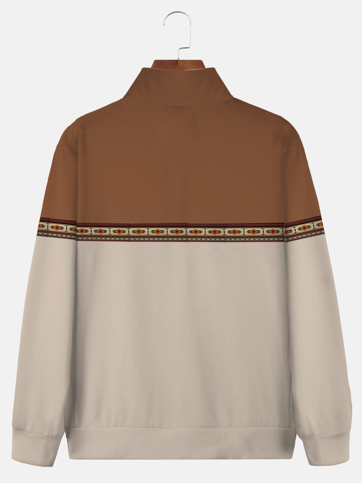 JoyMitty InJoyMitty Men's Vintage Geometric Print Stand Collar Zipper Sweatshirt