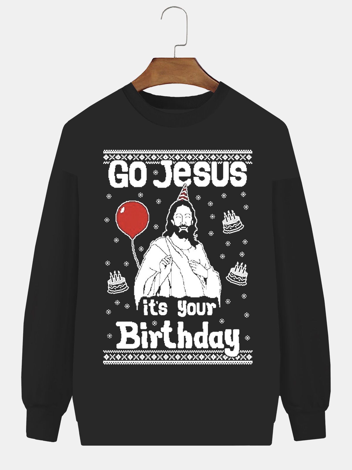 JoyMitty Christmas print round neck long sleeve sweatshirt