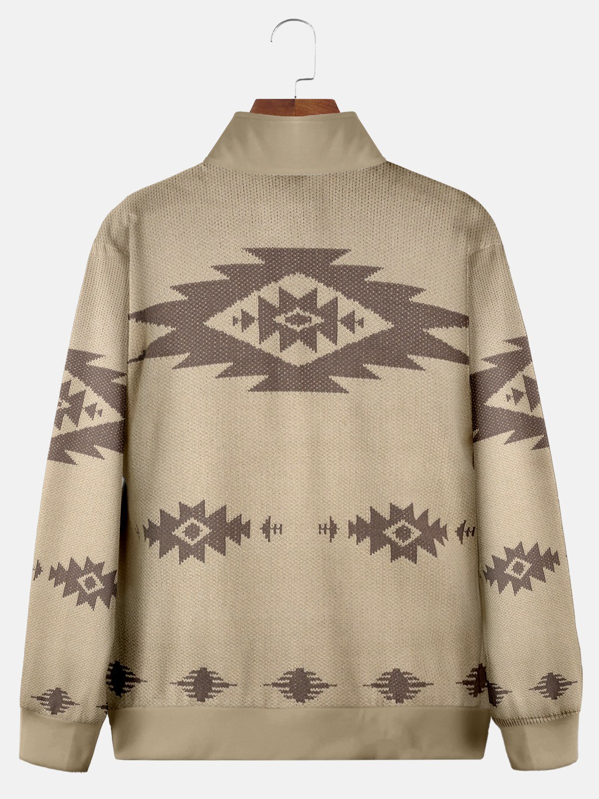 JoyMitty Men's Aztec Print Art Festive Stand Collar Oversized Sweatshirt