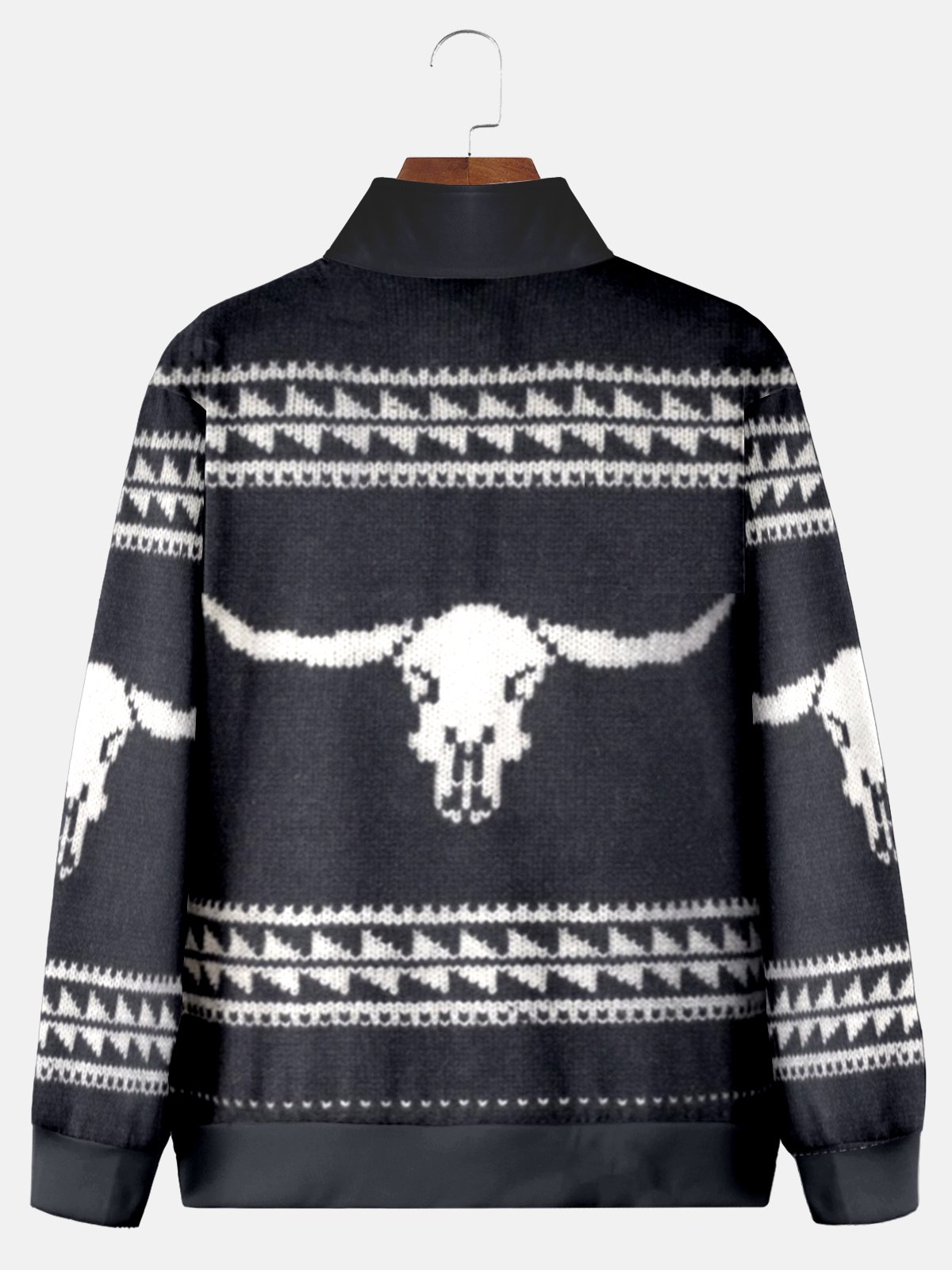 JoyMitty Men's Aztec Print Art Festive Stand Collar Oversized Sweatshirt