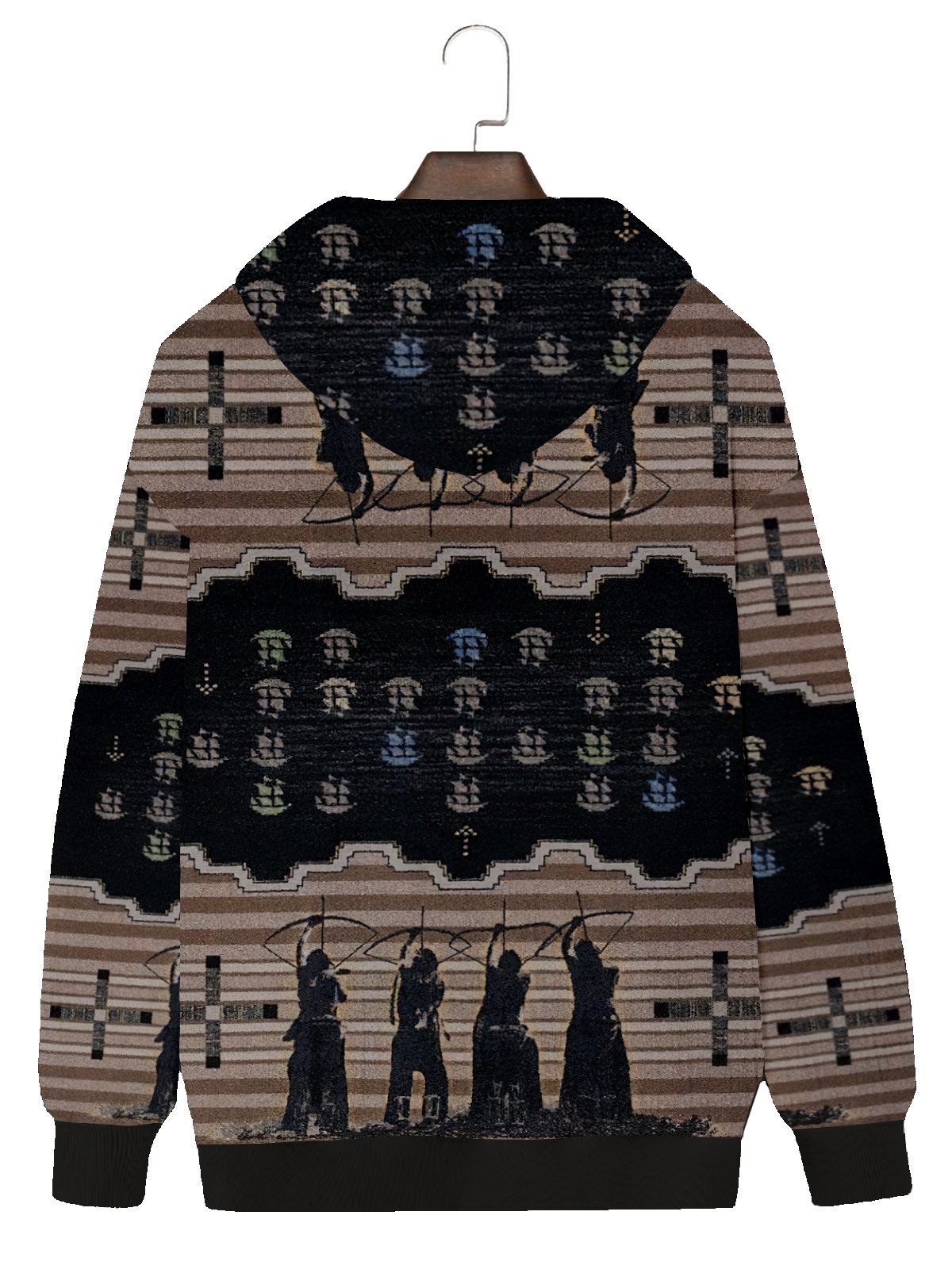 JoyMitty Men's Aztec Print Art Festive Hooded Oversized Sweatshirt
