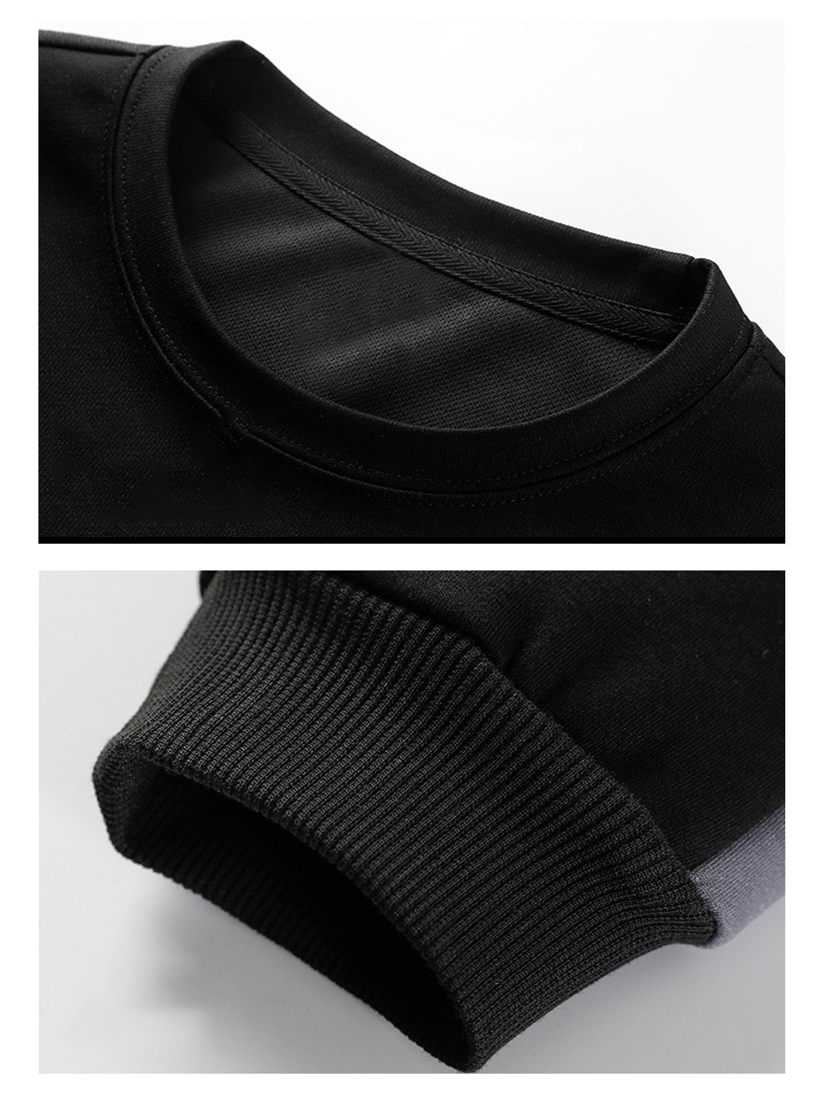 JoyMitty Basic Versatile Round Neck Casual Men's Pullover Sweatshirts Color Block Stitching Elastic Large Size Fashion Sports Tops