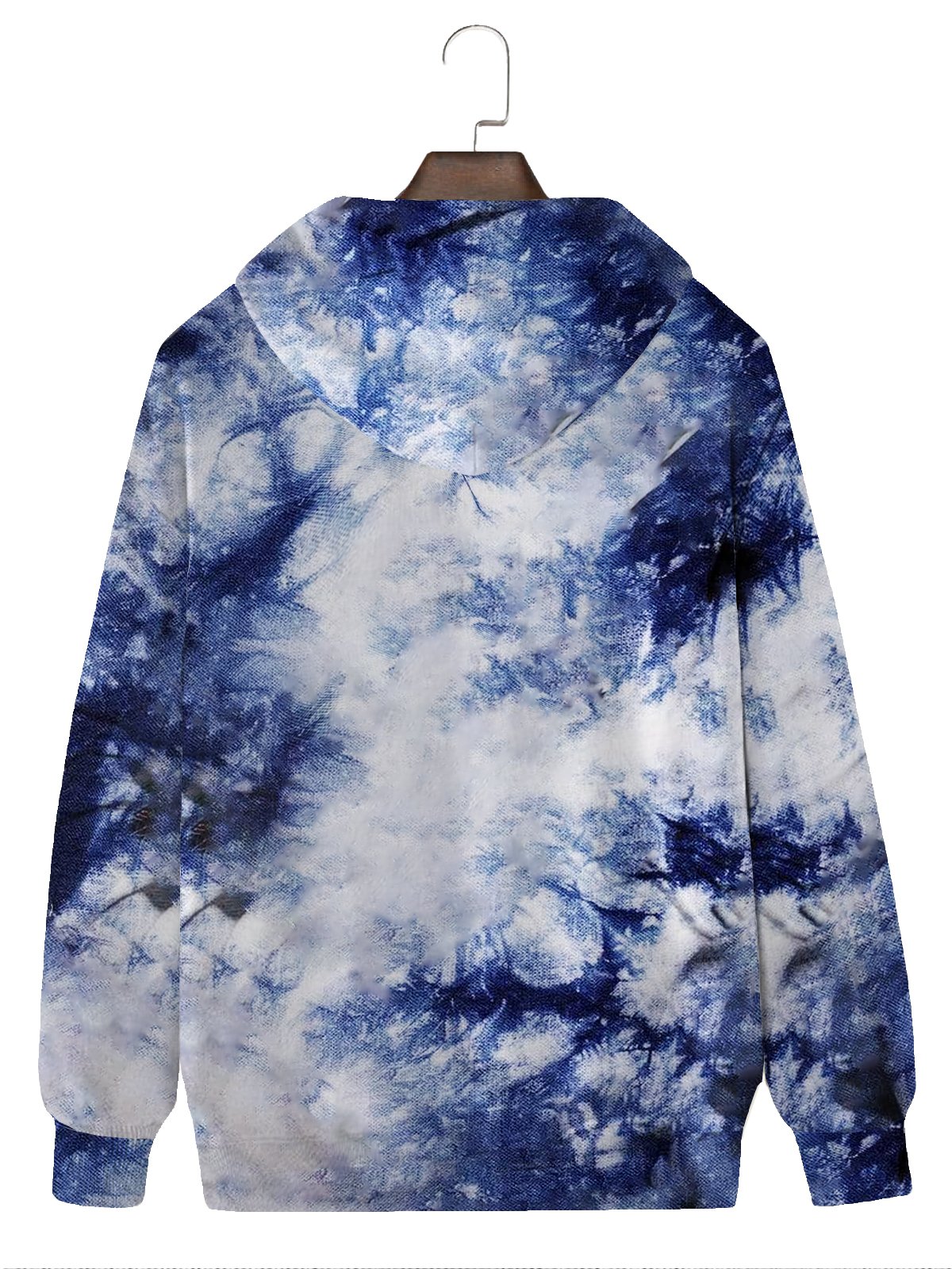 JoyMitty 50's Retro Hippie Men's Blue Drawstring Hoodies Tie Dye Guitar Rock Music Stretch Plus Size Pullover Shirts