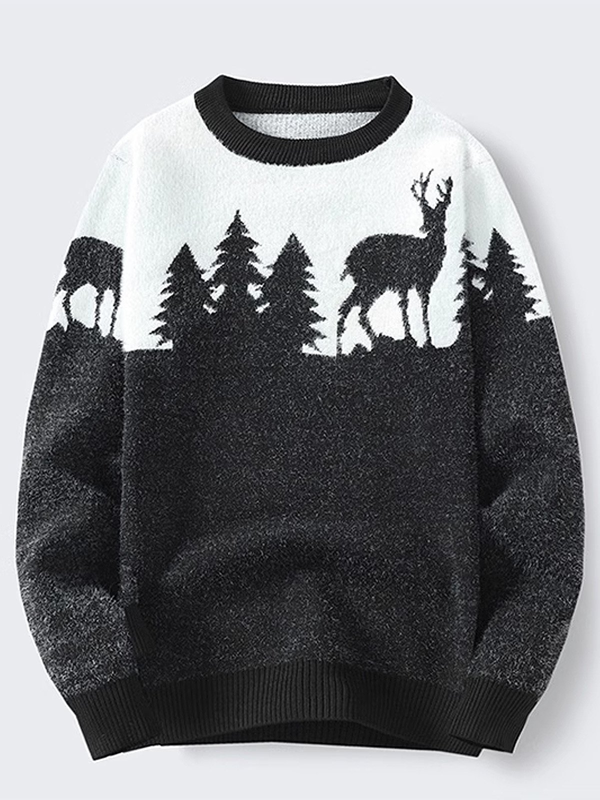 JoyMitty Men's Christmas Sika Deer Jacquard Warm Sweater