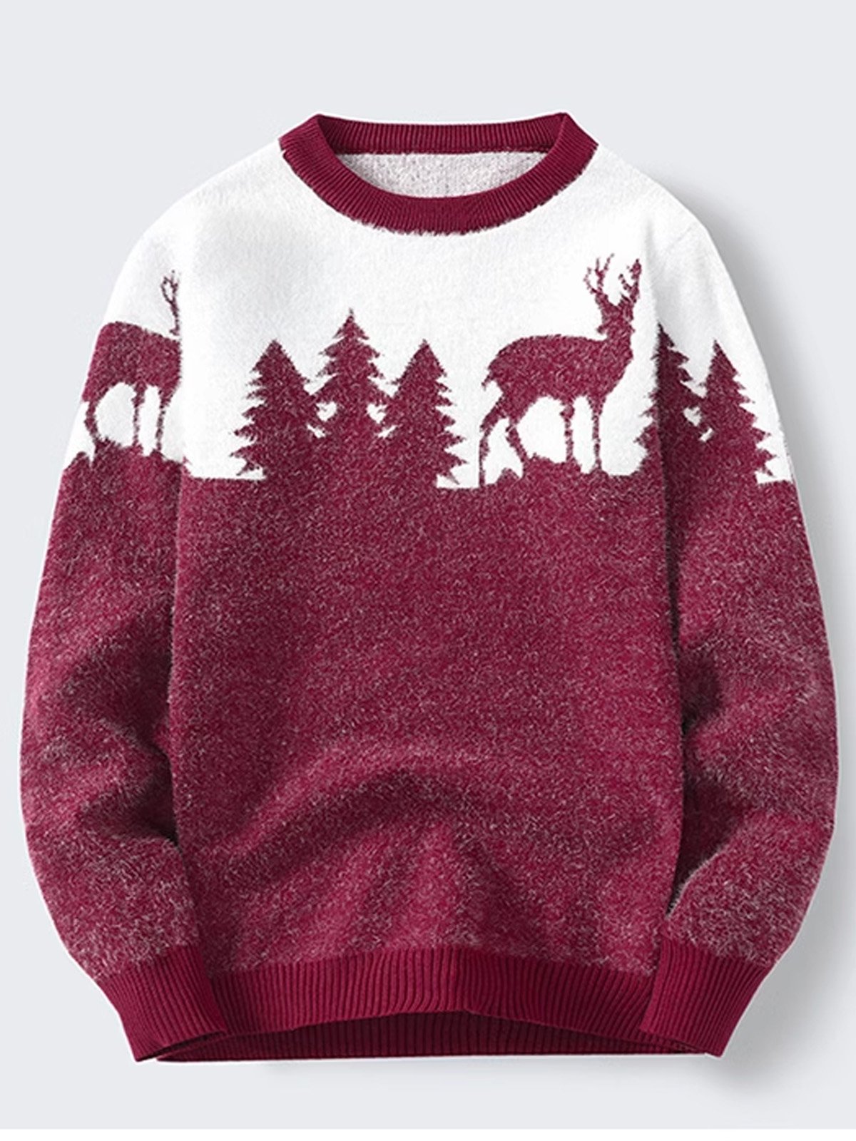 JoyMitty Men's Christmas Sika Deer Jacquard Warm Sweater