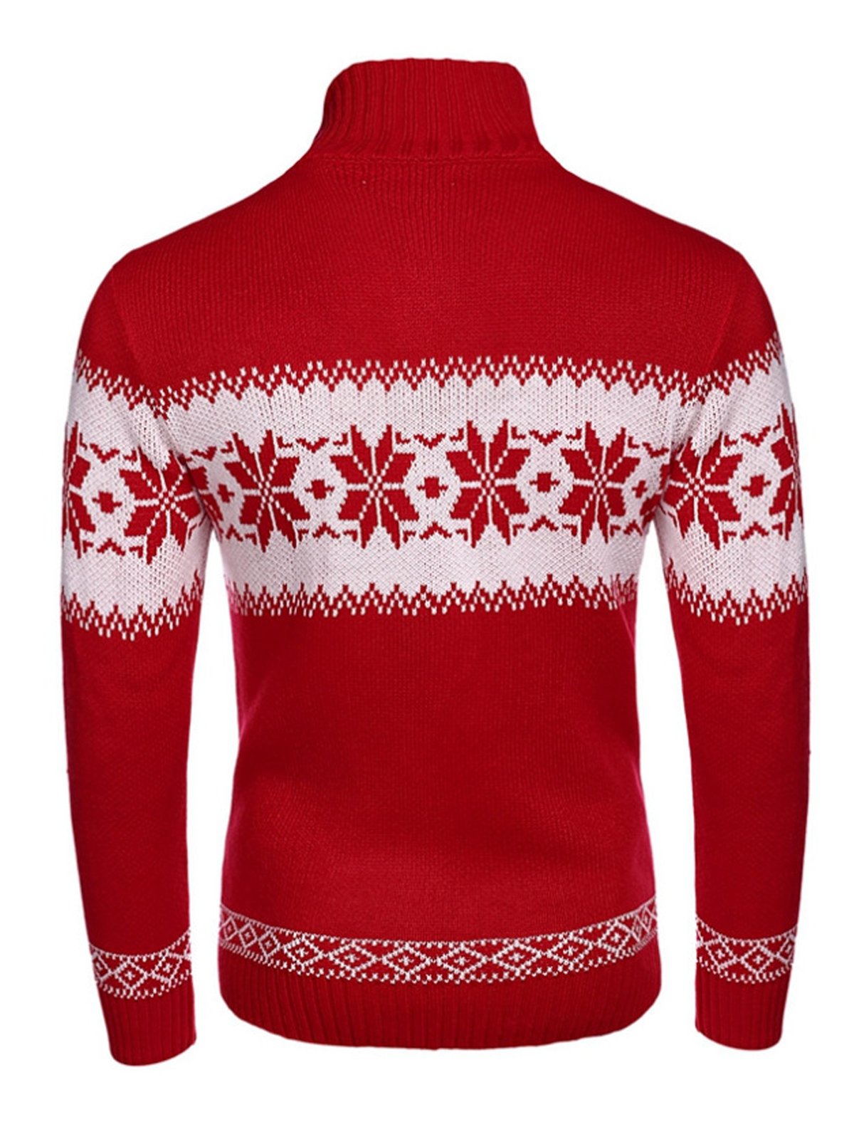 JoyMitty Christmas Holiday Casual Red Men's Round Neck Pullover Ugly Sweater Snowflake Art Casual Tops