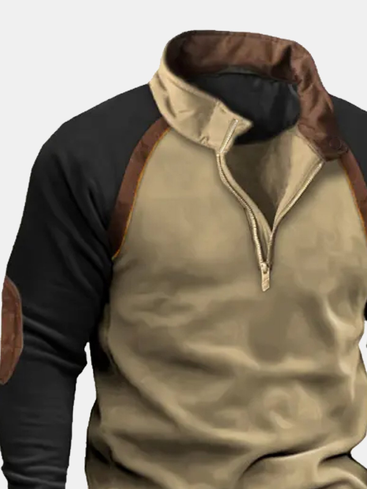 50's Retro Casual Western Men's Camp Stand Collar Sweatshirts Stretch Plus Size Spliced ​​Outdoor Pullover Tops