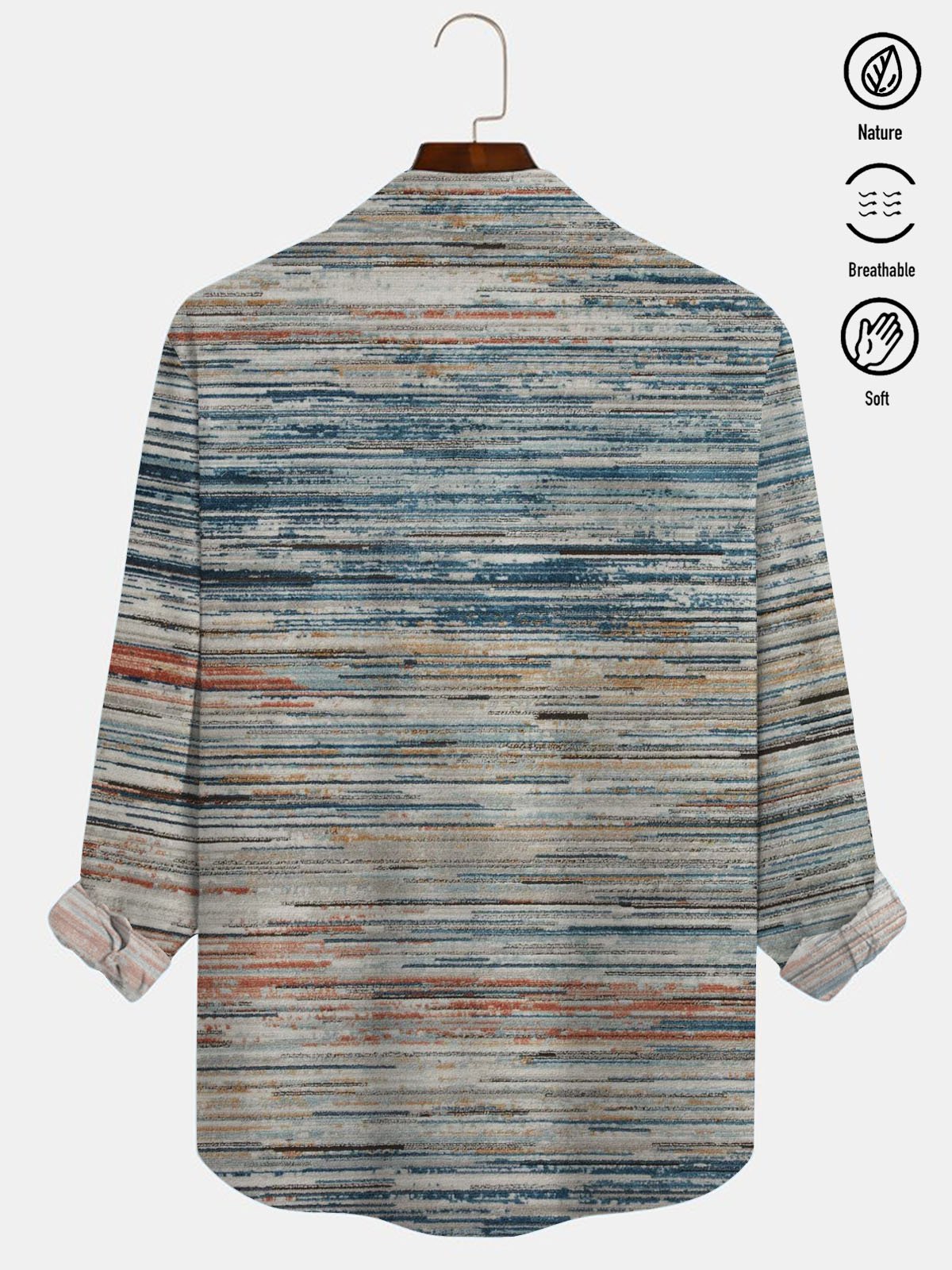 JoyMitty 50's Retro Mid-Century Geometric Blue Men's Art Shirts Stretch Plus Size Aloha Camp Pocket Button-Down Shirts