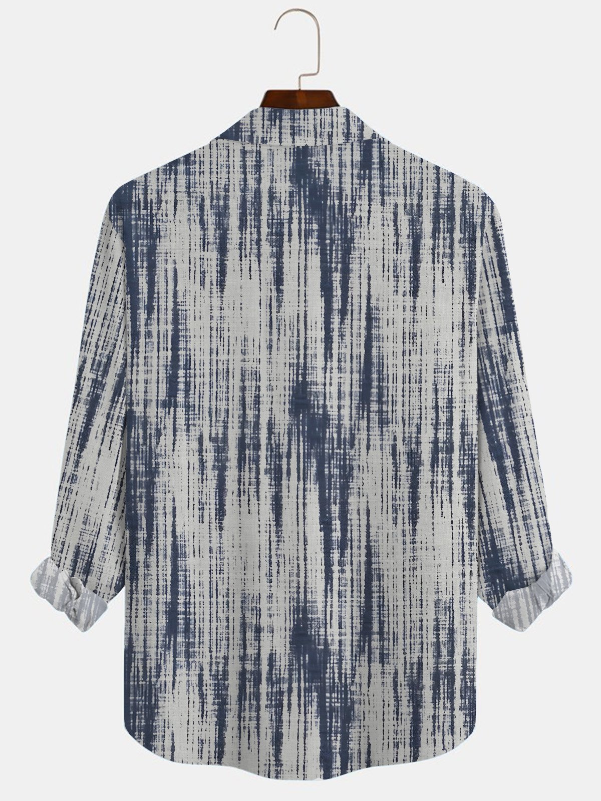 JoyMitty 50’s Retro Textured Gray Men's Casual Long Sleeve Shirts Stretch Aloha Camp Button Pocket Art Shirts