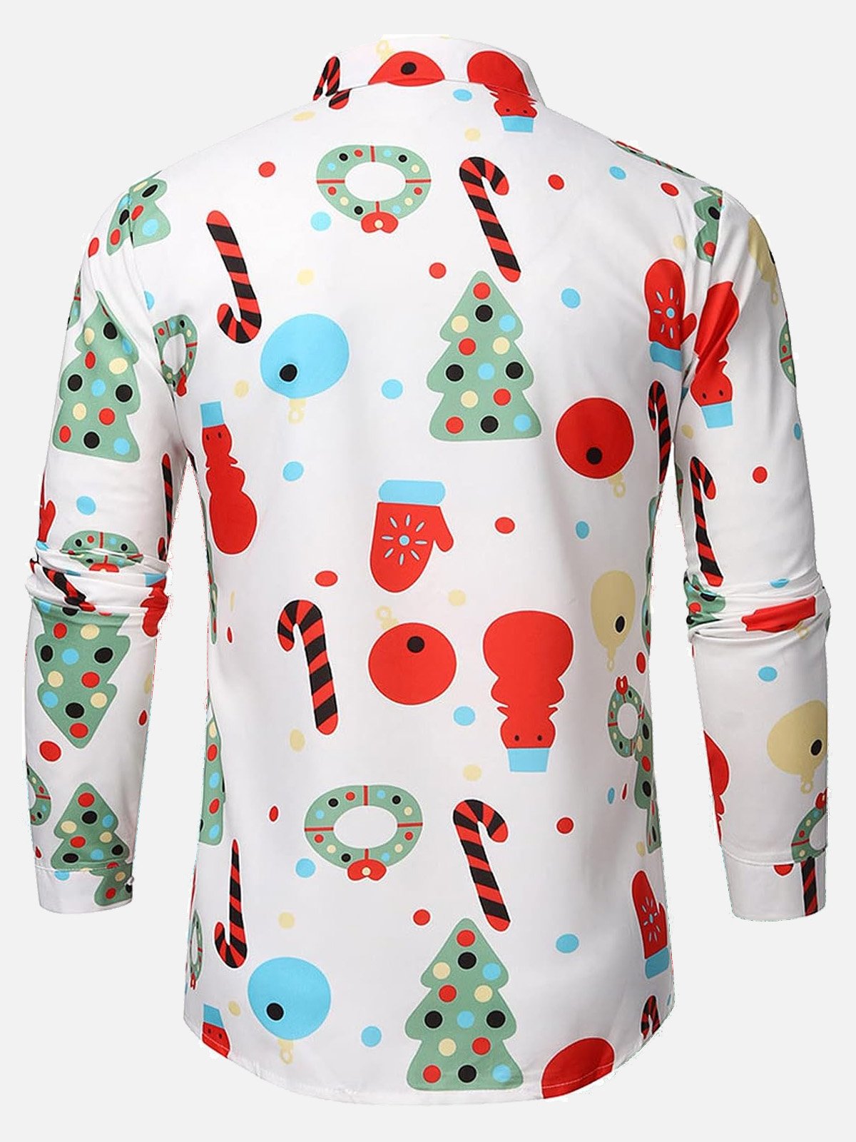 JoyMitty Christmas White Men's Casual Long Sleeve Shirt Santa Fun Pocket Button-Down Shirts