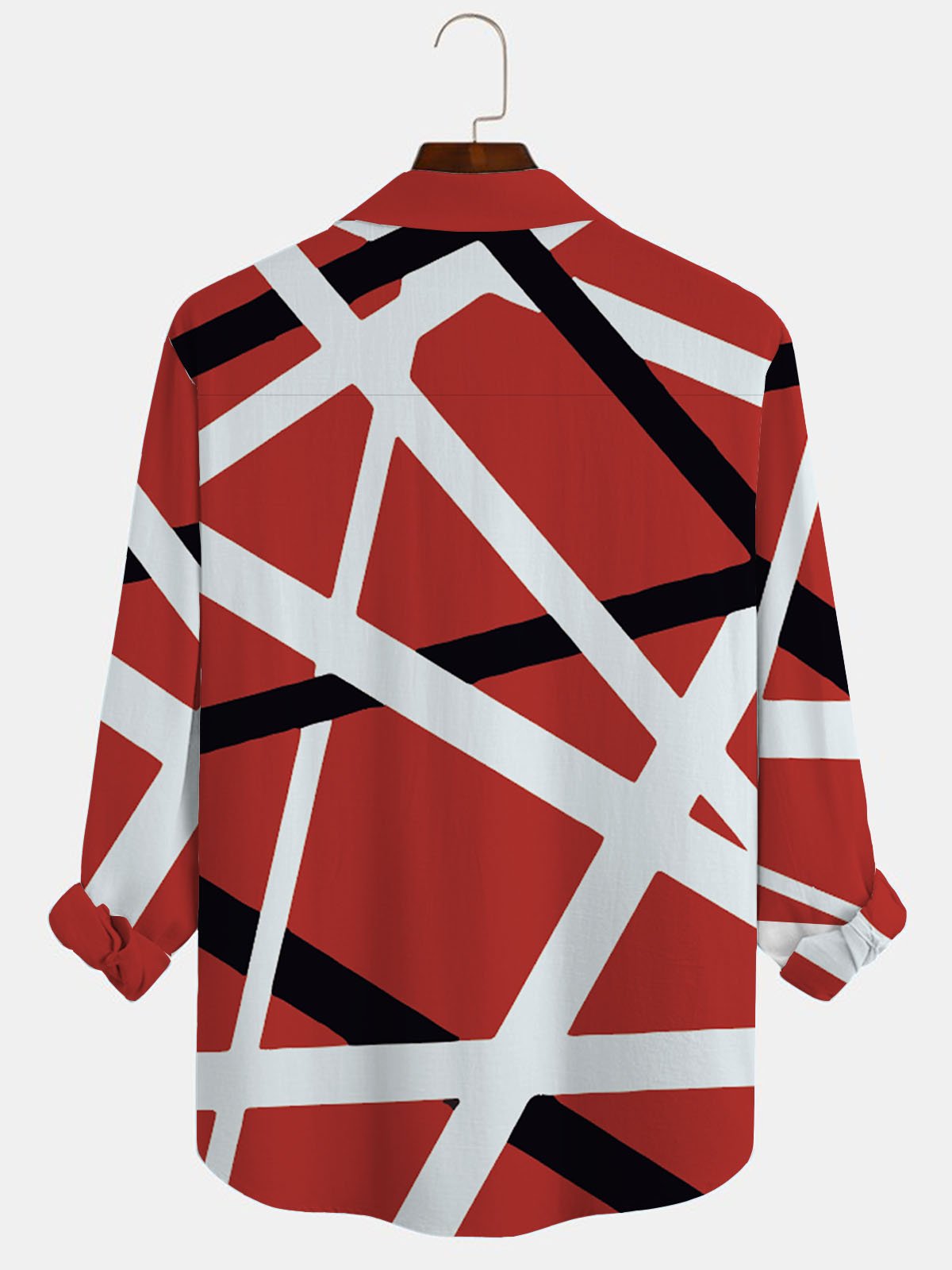 JoyMitty 50’s Retro Rock Music Geometric Art Men's Casual Long Sleeve Shirts Stretch Plus Size Aloha Camp Pocket Shirts