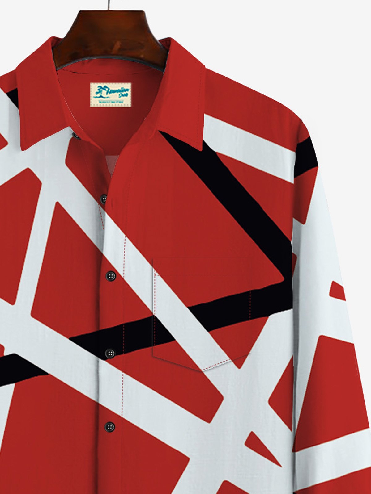 JoyMitty 50’s Retro Rock Music Geometric Art Men's Casual Long Sleeve Shirts Stretch Plus Size Aloha Camp Pocket Shirts