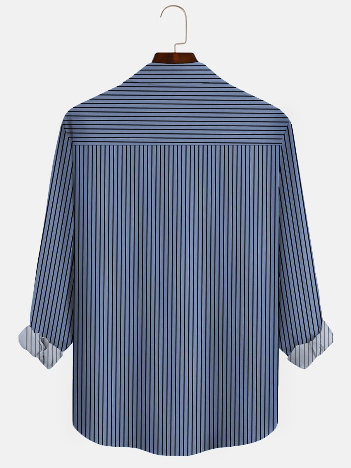 JoyMitty Basic Black and White Striped Men's Casual Long Sleeve Shirts Stretch Plus Size Aloha Camp Pocket Shirts