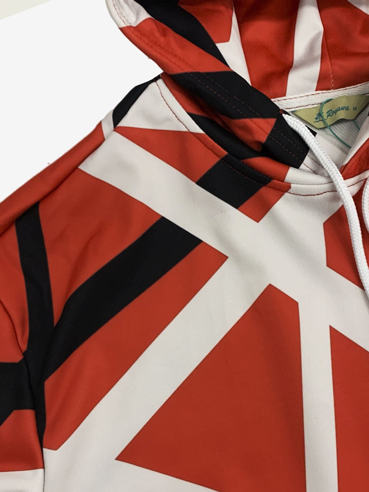 JoyMitty Retro Rock Red Geometric Music Art Men's Drawstring Hoodies Stretch Oversized Pocket Pullover Sweatshirts