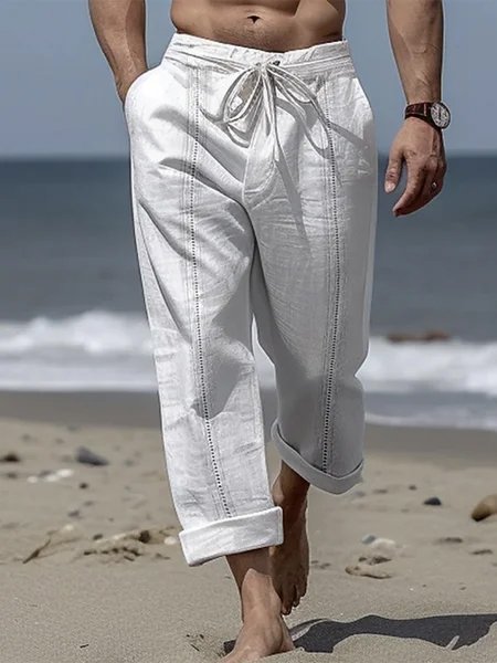 Men's Beach Breathable Natural Fiber Loose Casual Trousers