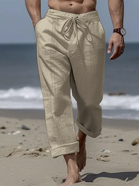 Men's Beach Breathable Natural Fiber Loose Casual Trousers