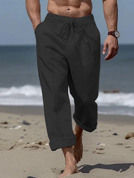 Men's Beach Breathable Natural Fiber Loose Casual Trousers