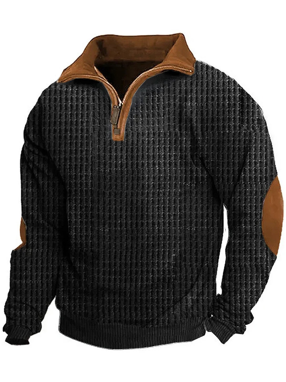 JoyMitty Men's Basic Vintage Corduroy Stand Collar Half Zip Sweatshirt