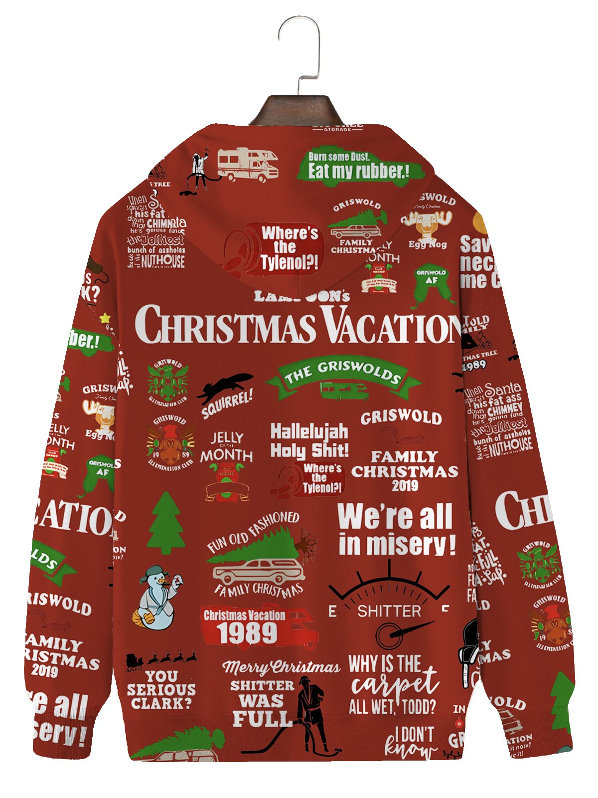 Men's Christmas Movie Poster Printed Drawstring Hooded Sweatshirt