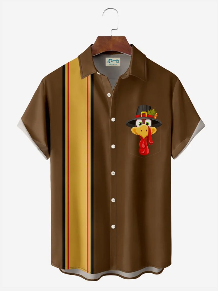 Royaura® Turkey Chest Pocket Short Sleeve Bowling Shirt