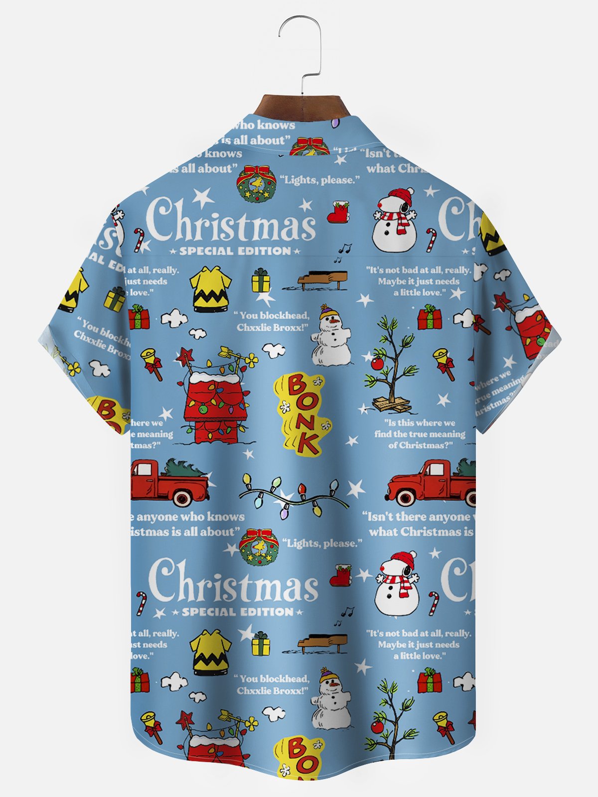 Christmas Holiday 50‘s Vintage Cartoon Men's Shirts Stretch Christmas Tree Snowman Fun Camp Pocket Art Shirts
