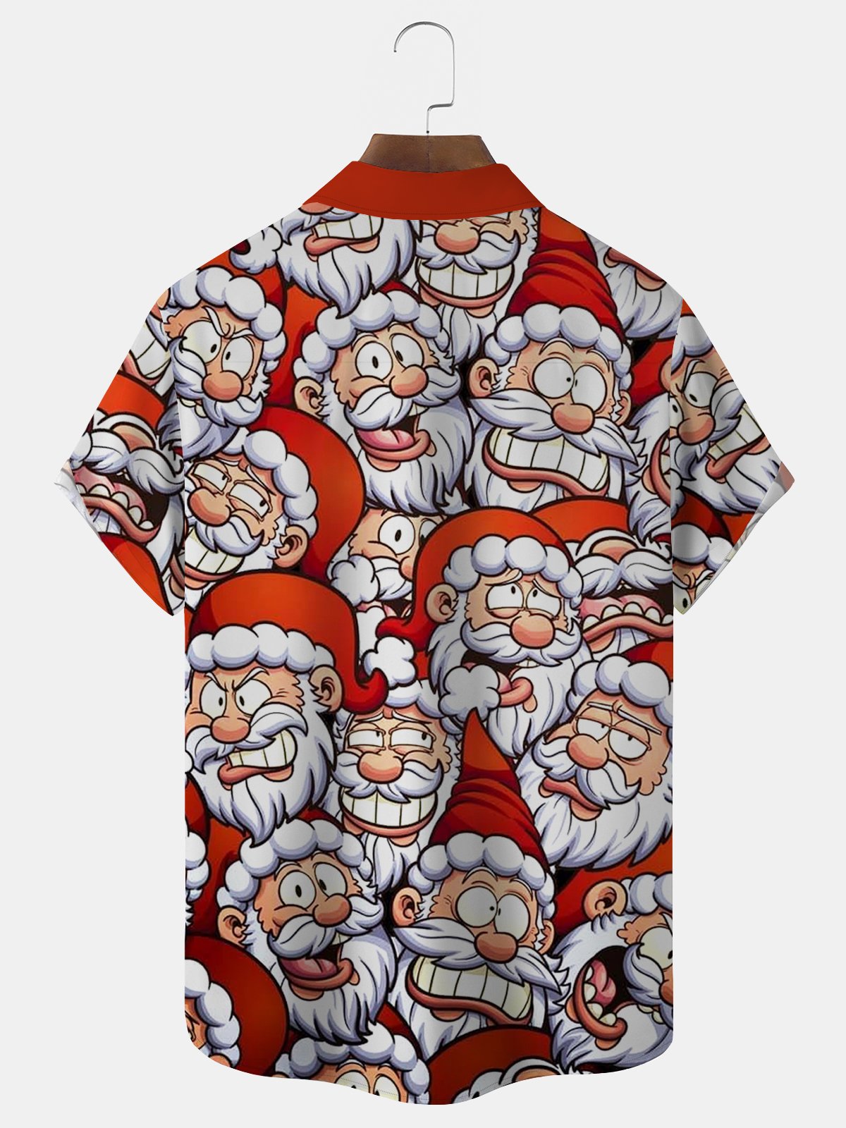 Christmas Santa Print Men's Button Pocket Shirt