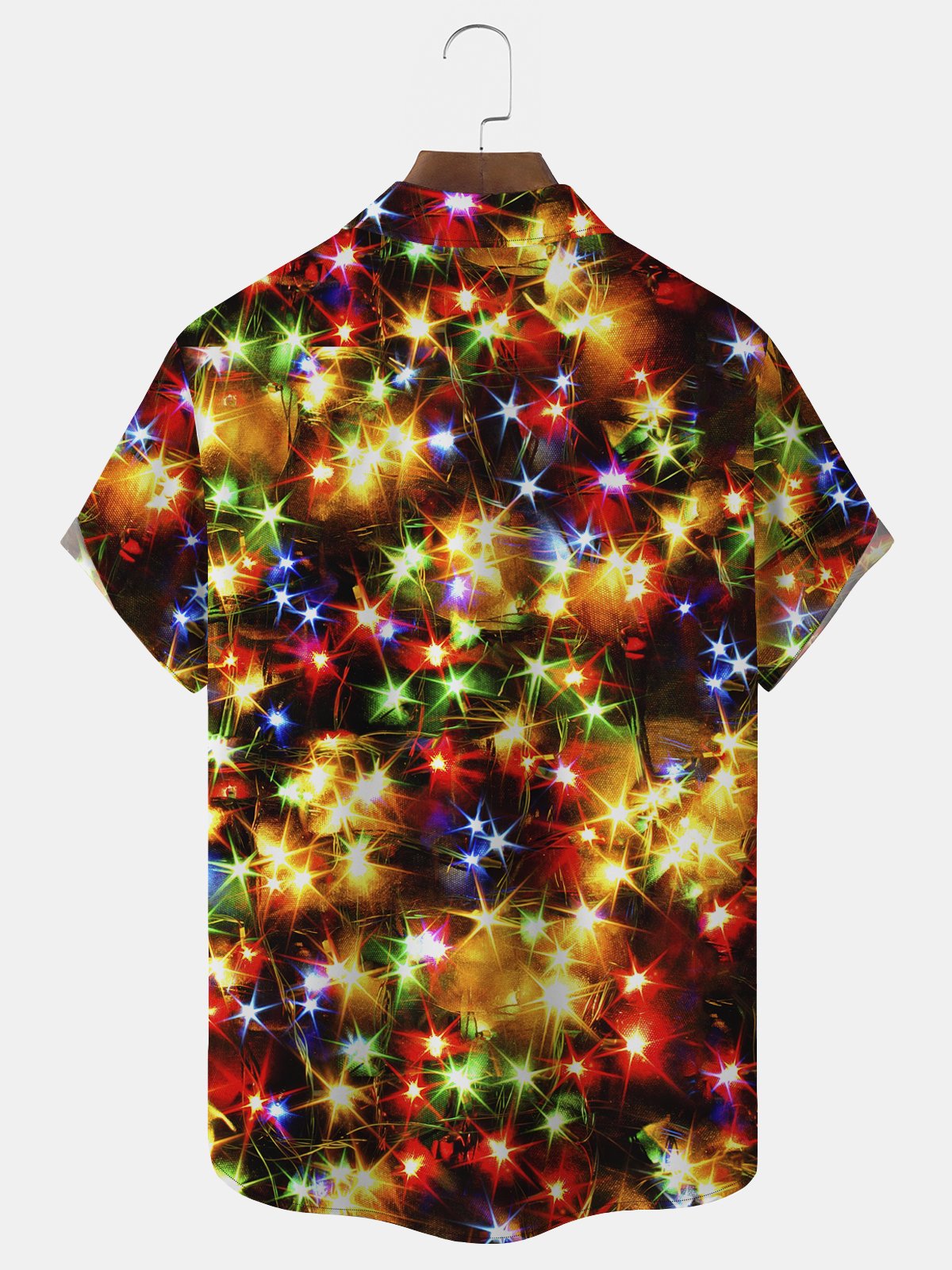 Royaura® Christmas Gold Neon Men's Shirts Stretch Plus Size Christmas Lights Costume Button-Down Shirts